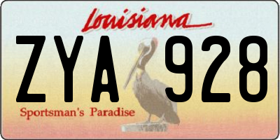 LA license plate ZYA928