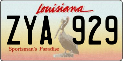 LA license plate ZYA929