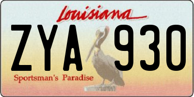 LA license plate ZYA930