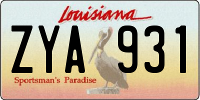LA license plate ZYA931
