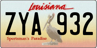 LA license plate ZYA932