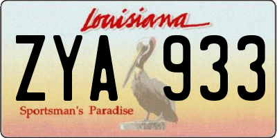 LA license plate ZYA933