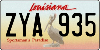LA license plate ZYA935