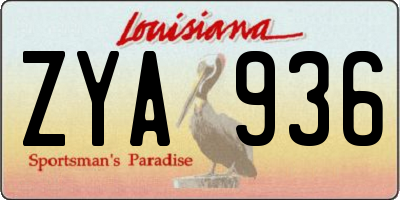 LA license plate ZYA936