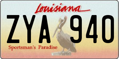 LA license plate ZYA940