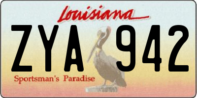 LA license plate ZYA942