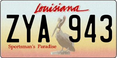 LA license plate ZYA943