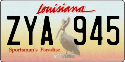 LA license plate ZYA945