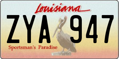 LA license plate ZYA947