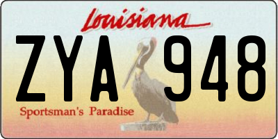 LA license plate ZYA948