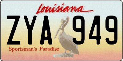 LA license plate ZYA949