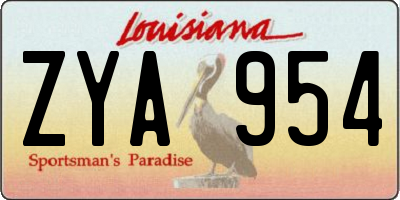 LA license plate ZYA954