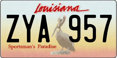 LA license plate ZYA957