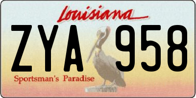 LA license plate ZYA958