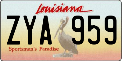 LA license plate ZYA959