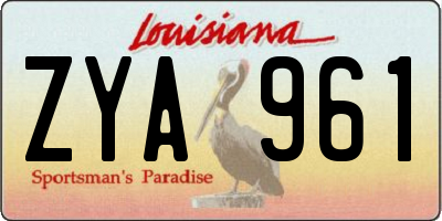 LA license plate ZYA961