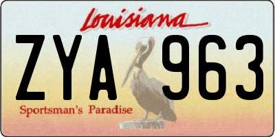 LA license plate ZYA963