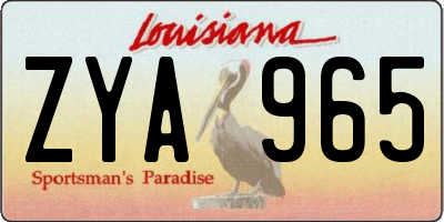 LA license plate ZYA965