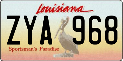 LA license plate ZYA968