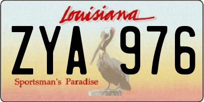 LA license plate ZYA976