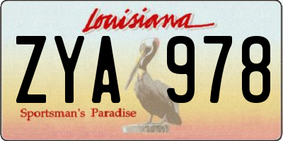 LA license plate ZYA978