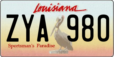 LA license plate ZYA980