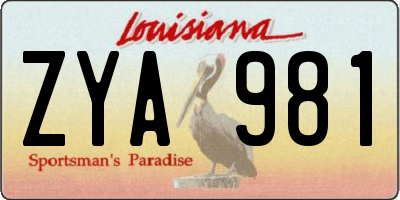 LA license plate ZYA981