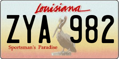 LA license plate ZYA982