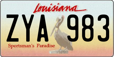 LA license plate ZYA983