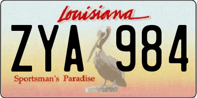 LA license plate ZYA984