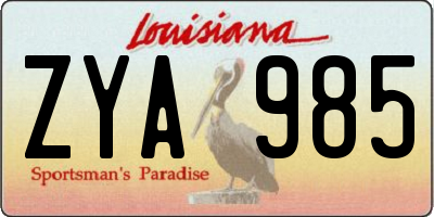 LA license plate ZYA985
