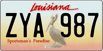 LA license plate ZYA987
