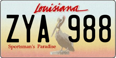 LA license plate ZYA988