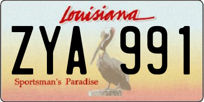 LA license plate ZYA991