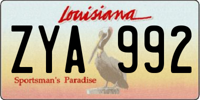 LA license plate ZYA992