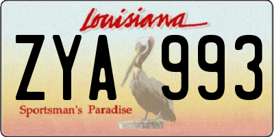 LA license plate ZYA993