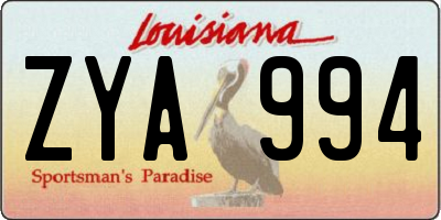 LA license plate ZYA994