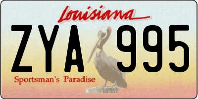 LA license plate ZYA995