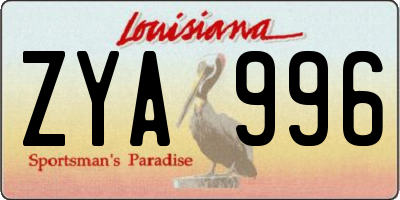 LA license plate ZYA996