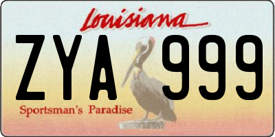 LA license plate ZYA999