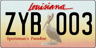 LA license plate ZYB003