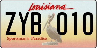 LA license plate ZYB010
