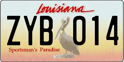 LA license plate ZYB014