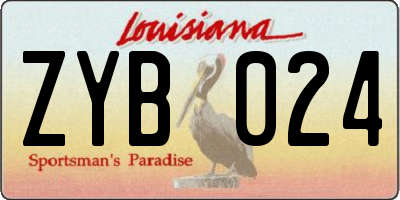 LA license plate ZYB024