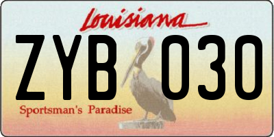 LA license plate ZYB030