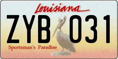 LA license plate ZYB031