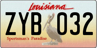 LA license plate ZYB032