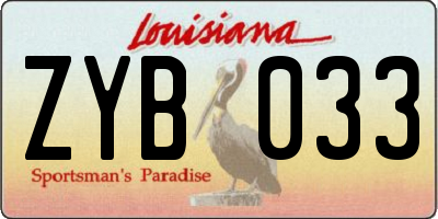 LA license plate ZYB033