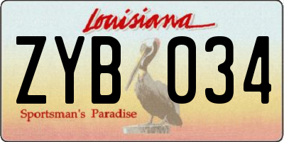 LA license plate ZYB034