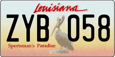 LA license plate ZYB058